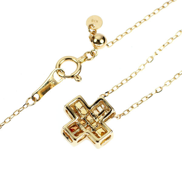 K18YG カラーサファイア ペンダントネックレス 0.65ct クロス