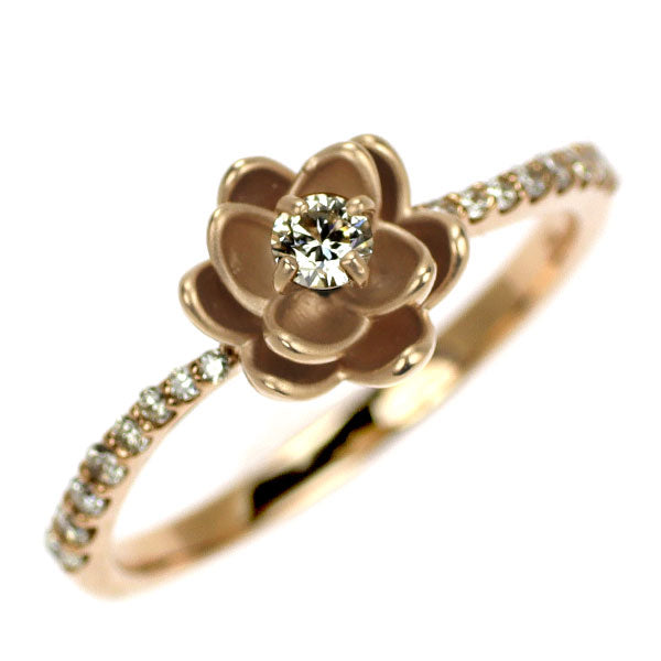 K18PG ダイヤモンド リング 0.24ct フラワー