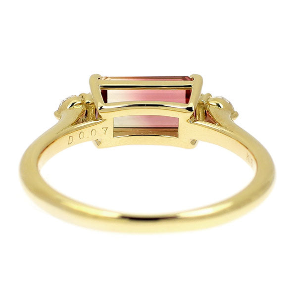 K18YG Bicolor Tourmaline Rose Cut Diamond Ring 1.34ct D0.07ct