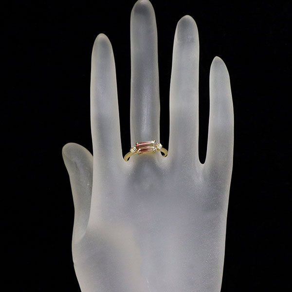 K18YG Bicolor Tourmaline Rose Cut Diamond Ring 1.34ct D0.07ct