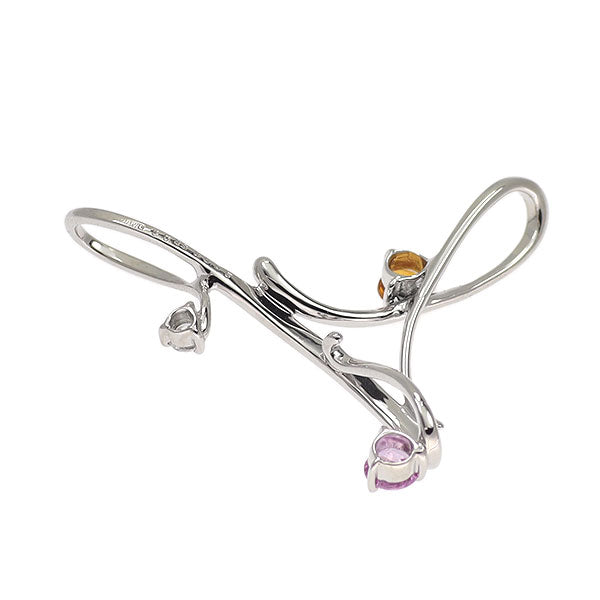 K18WG オレンジ/ピンク サファイア ダイヤモンド ペンダントトップ 0.39ct D0.05ct
