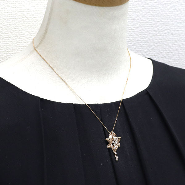 K18PG ダイヤモンド ペンダントネックレス 0.64ct フラワー