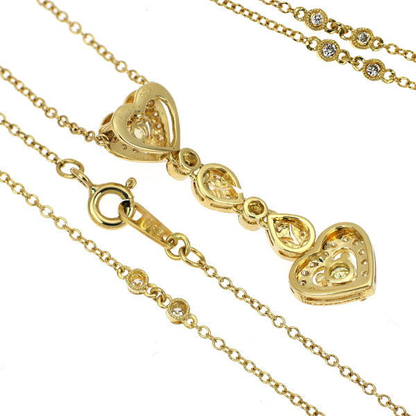 K18YG ダイヤモンド ペンダントネックレス 0.63ct D0.38ct ハート