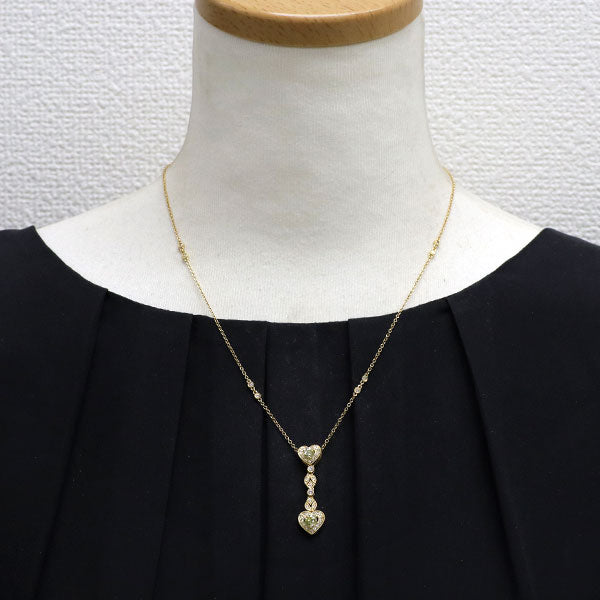 K18YG ダイヤモンド ペンダントネックレス 0.63ct D0.38ct ハート