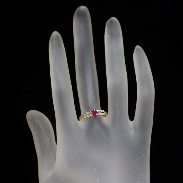K18YG ルビー ダイヤモンド リング 0.34ct D0.10ct