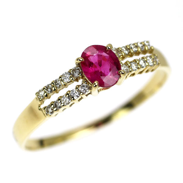 K18YG ルビー ダイヤモンド リング 0.34ct D0.10ct