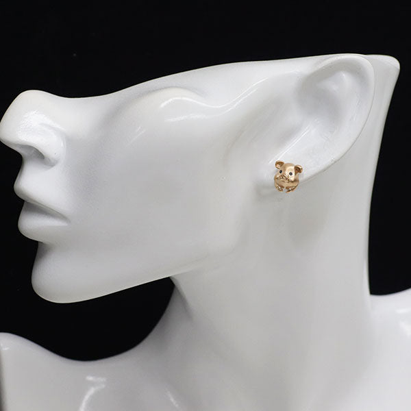 K18PG ブラック ダイヤモンド ピアス 0.02ct ブタ