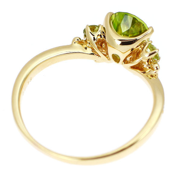 K18YG Pear-shaped cut peridot diamond ring 1.22ct P0.18ct D0.13ct