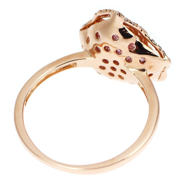 K18PG ピンクサファイア ダイヤモンド リング 0.45ct D0.10ct バラ フラワー