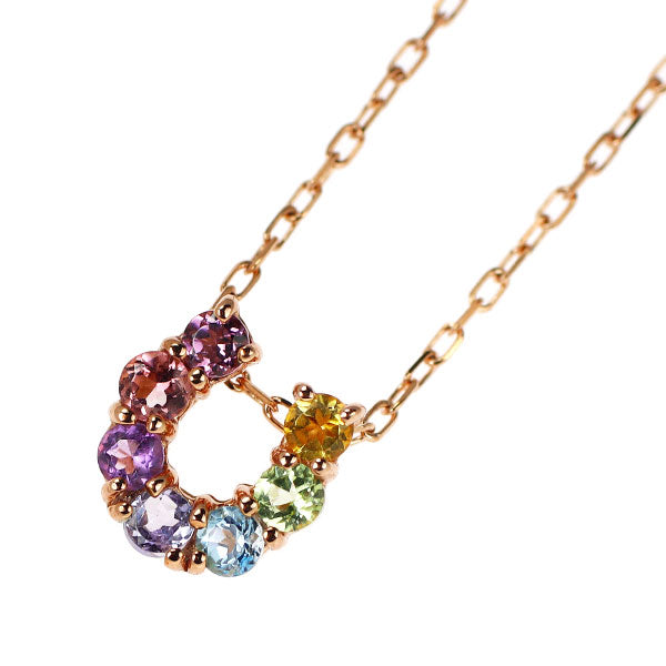 K10PG Multicolor Stone Pendant Necklace Horseshoe Amulet