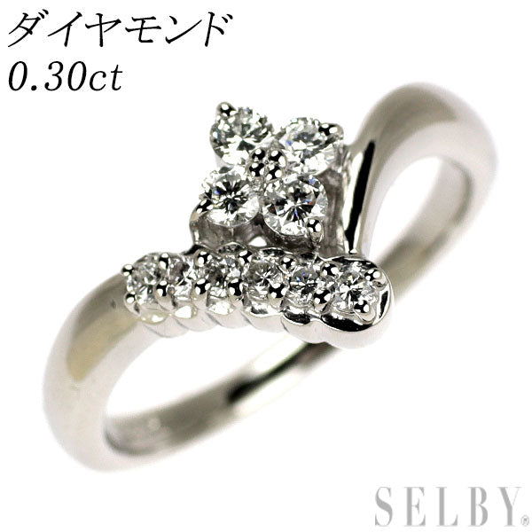 Pt900 ダイヤモンド リング 0.30ct V字 フラワー