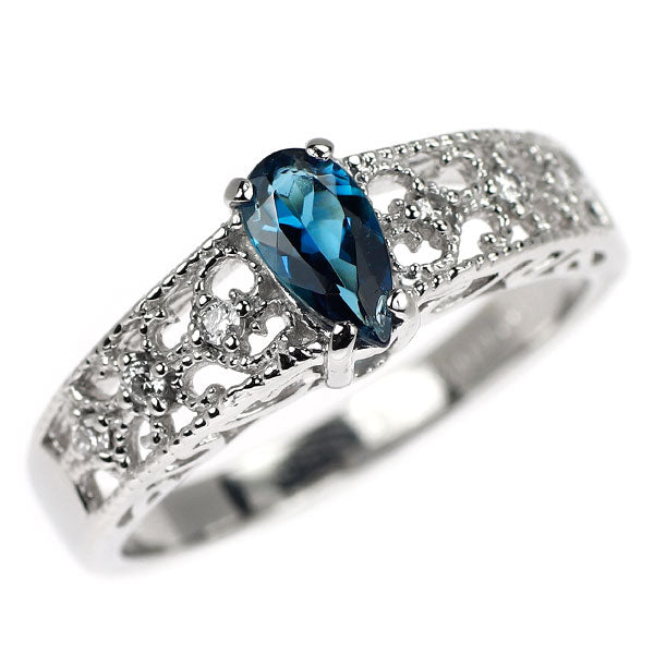 Pt900 Indigolite Tourmaline Diamond Ring 0.401ct D0.06ct