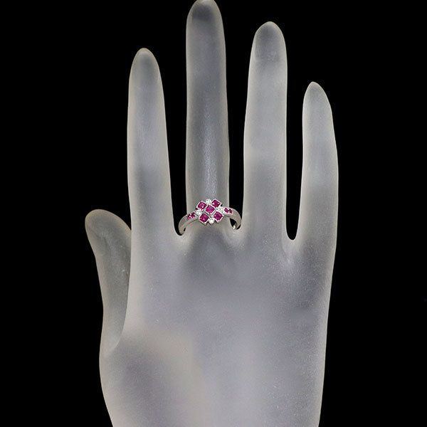 Pt900 ルビー ダイヤモンド リング 0.46ct D0.02ct
