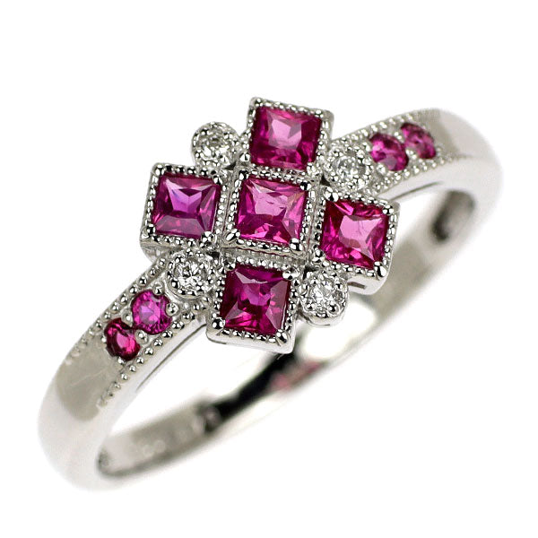 Pt900 ルビー ダイヤモンド リング 0.46ct D0.02ct