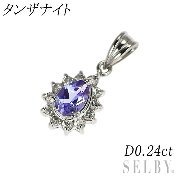 Pt900 ペアシェイプ タンザナイト ダイヤモンド ペンダントトップ D0.24ct