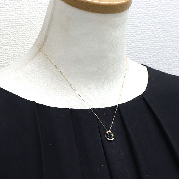 スタージュエリー K10YG ロンドンブルー トパーズ ダイヤモンド ペンダントネックレス D0.01ct THE EARTH