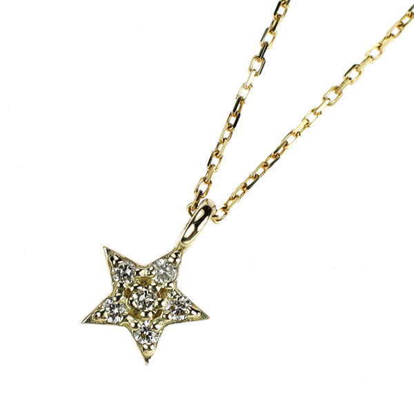 K10YG ダイヤモンド ペンダントネックレス 0.03ct スター 星