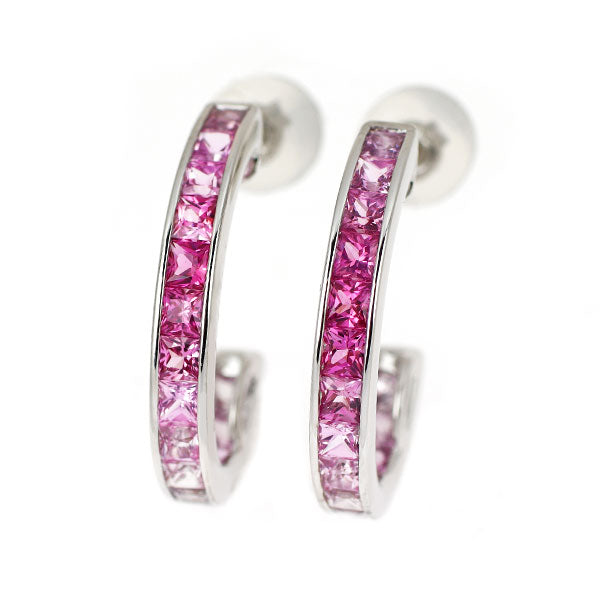 K18WG ピンクサファイア ピアス 1.70ct