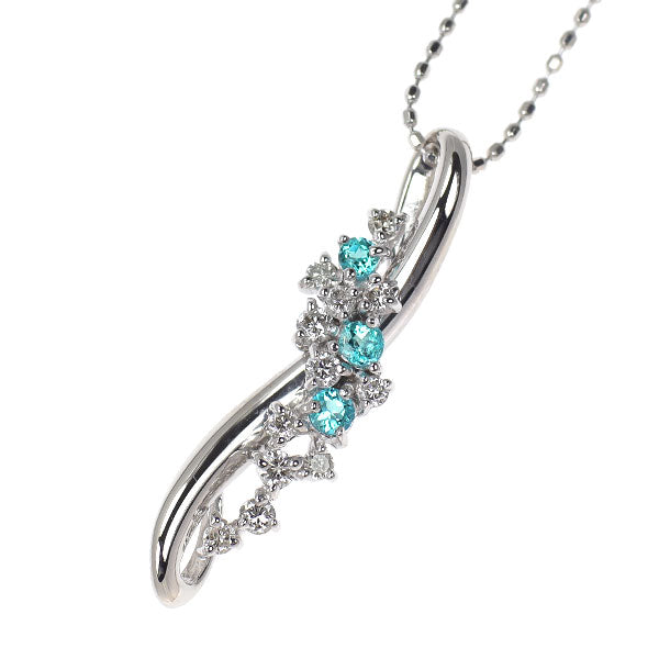K18WG パライバ トルマリン ダイヤモンド ペンダントネックレス 0.12ct D0.20ct 希少