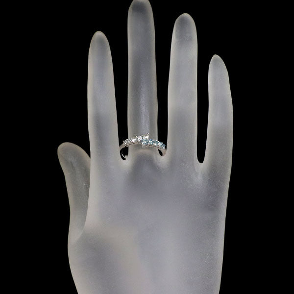 K18WG アイスブルー/ カラーレス ダイヤモンド リング 0.60ct