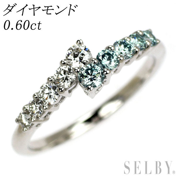 K18WG アイスブルー/ カラーレス ダイヤモンド リング 0.60ct