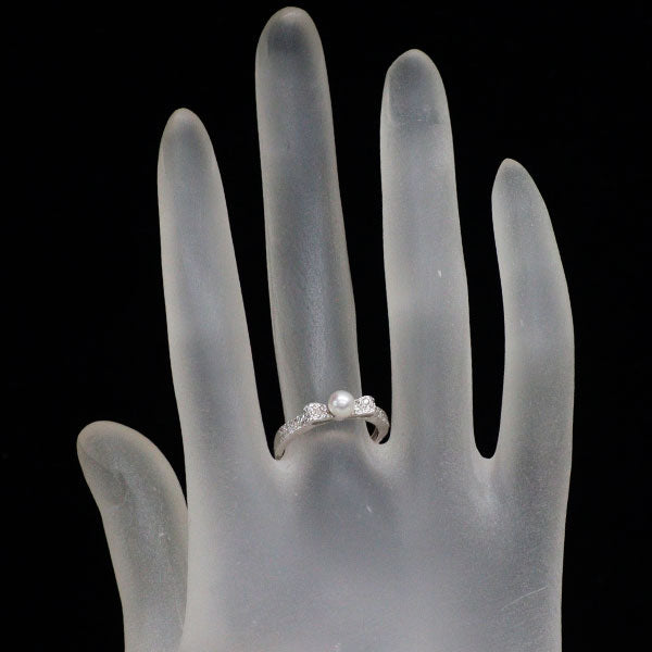 K18WG アコヤベビー 真珠/パール ダイヤモンド リング 径約4.3mm D0.20ct
