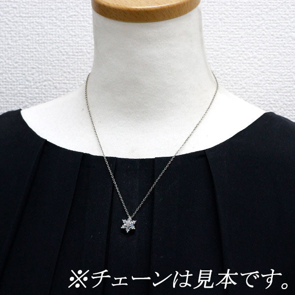K18WG アイスブルー/カラーレス ダイヤモンド ペンダントトップ 雪の結晶モチーフ