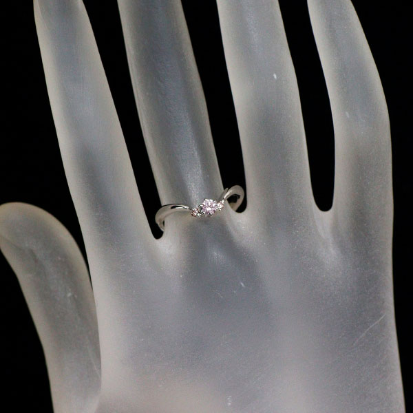 希少 Pt900 天然ピンクダイヤモンド リング 0.110ct PD0.03ct
