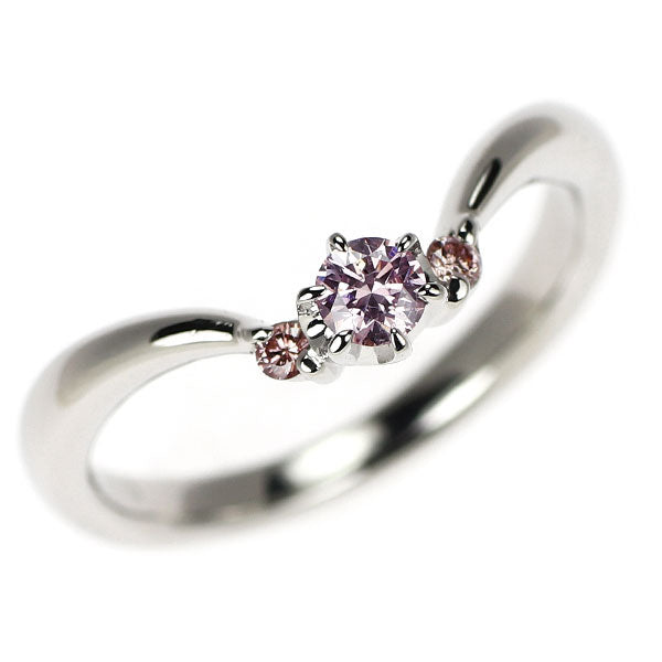 希少 Pt900 天然ピンクダイヤモンド リング 0.110ct PD0.03ct