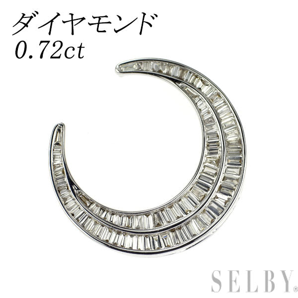 K18WG ダイヤモンド ペンダントトップ 0.72ct 大久保馬蹄 三日月