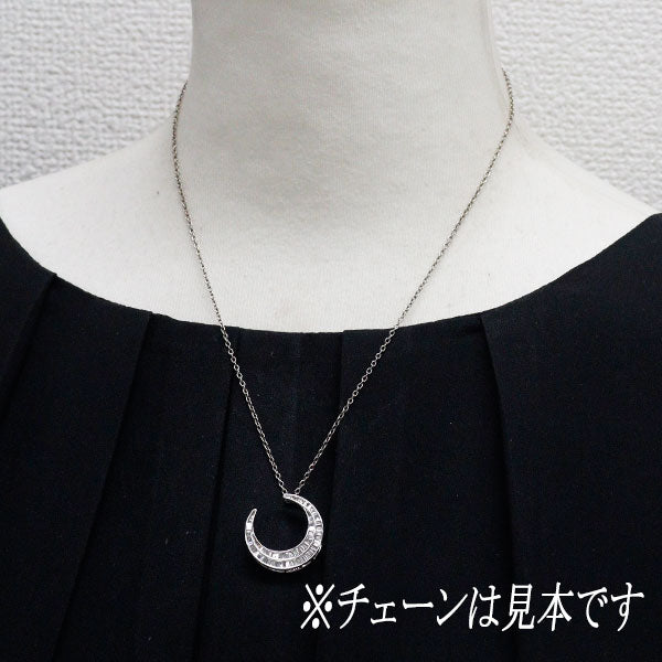 K18WG ダイヤモンド ペンダントトップ 0.72ct 大久保馬蹄 三日月