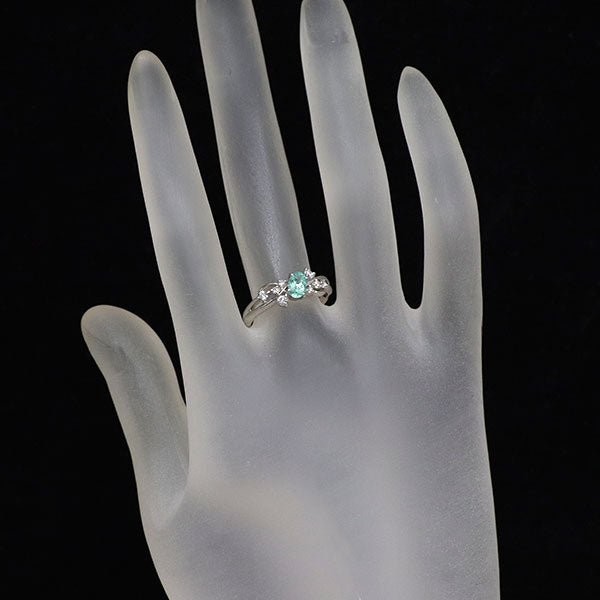 Pt950 Paraiba Tourmaline Diamond Ring from Mozambique 0.35ct D0.16ct Rare