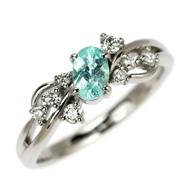 Pt950 Paraiba Tourmaline Diamond Ring from Mozambique 0.35ct D0.16ct Rare