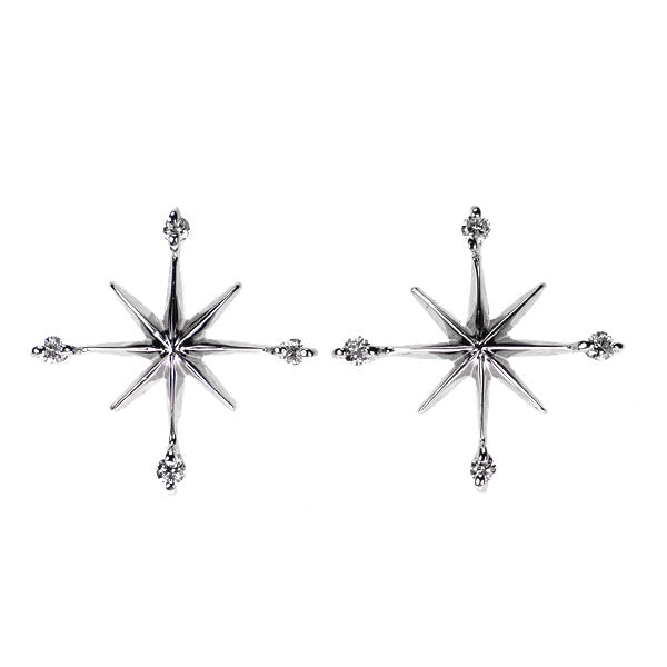 スタージュエリー K18WG ダイヤモンド ピアス 0.08ct