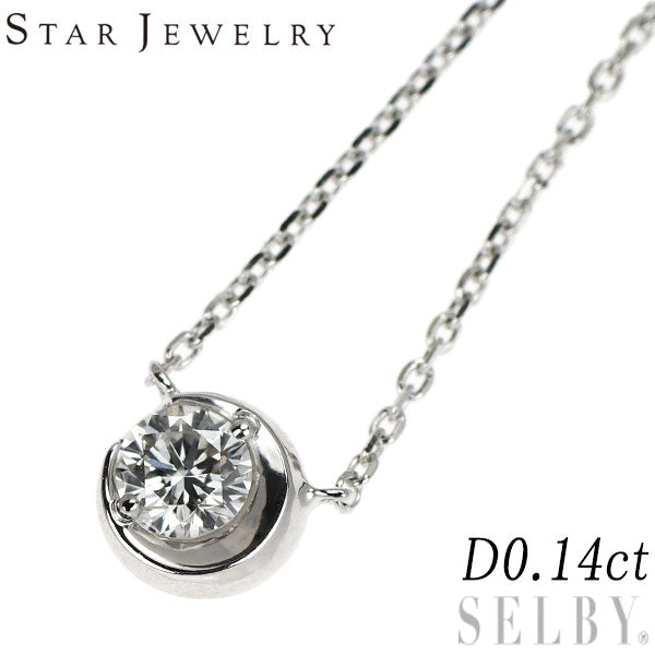 Star Jewelry K18WG Diamond Pendant Necklace 0.14ct Moon Setting