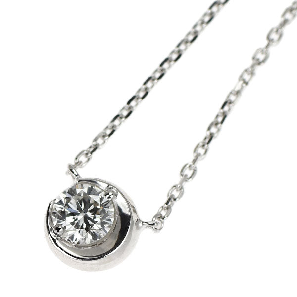 Star Jewelry K18WG Diamond Pendant Necklace 0.14ct Moon Setting