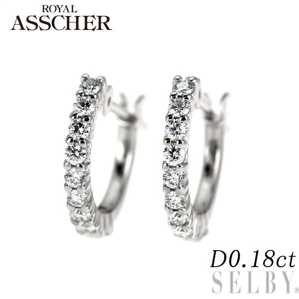 ロイヤルアッシャー Pt900 ダイヤモンド ピアス 0.18ct フープ
