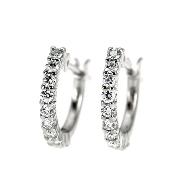 ロイヤルアッシャー Pt900 ダイヤモンド ピアス 0.18ct フープ