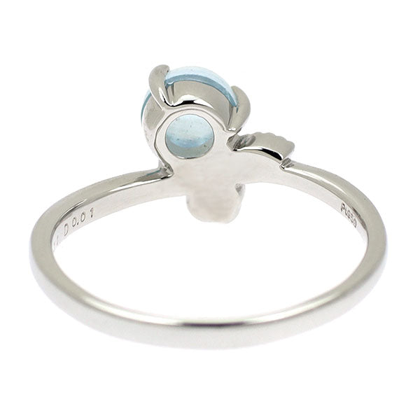 Pt950 Aquamarine Cat's Eye Paraiba Tourmaline Diamond Ring 0.70ct T0.01ct D0.01ct