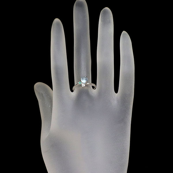 Pt950 Aquamarine Cat's Eye Paraiba Tourmaline Diamond Ring 0.70ct T0.01ct D0.01ct