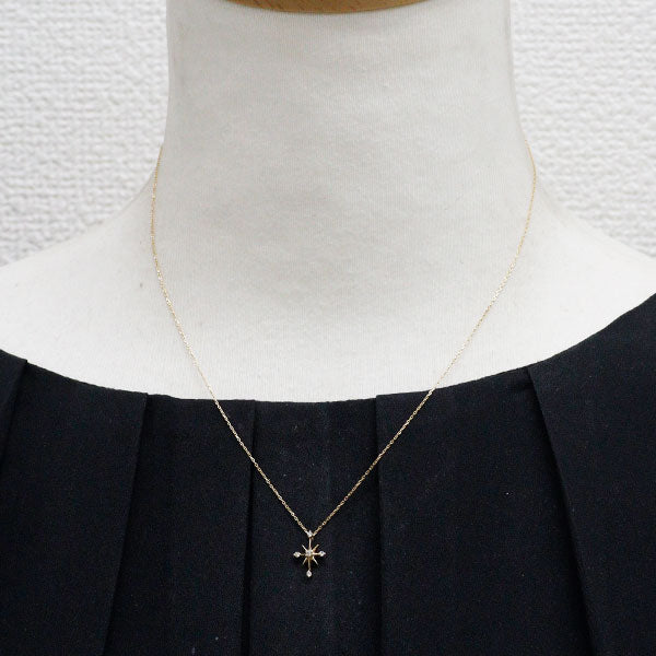 スタージュエリー K18YG ダイヤモンド ペンダントネックレス 0.04ct クロッシングスター