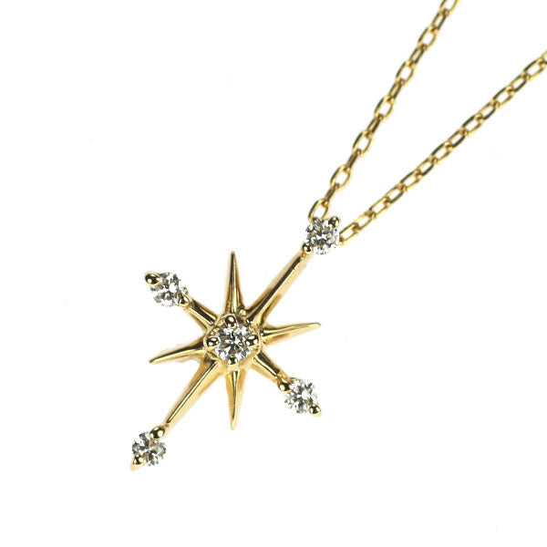 スタージュエリー K18YG ダイヤモンド ペンダントネックレス 0.04ct クロッシングスター