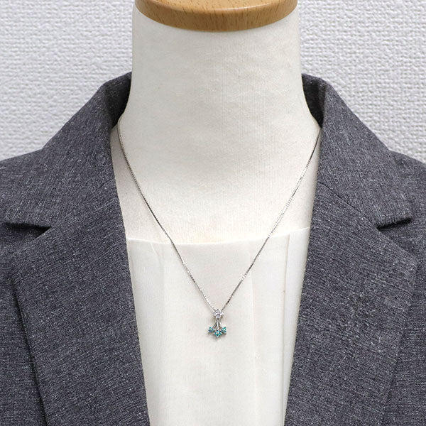 Pt900/ Pt850 パライバトルマリン ダイヤモンド ペンダントネックレス 0.12ct D0.08ct