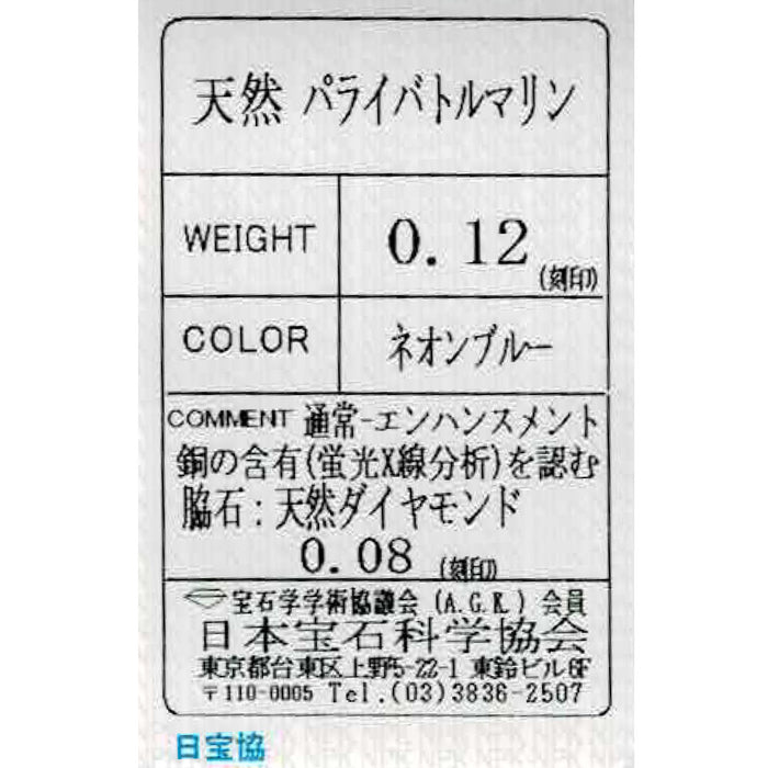 Pt900/ Pt850 パライバトルマリン ダイヤモンド ペンダントネックレス 0.12ct D0.08ct