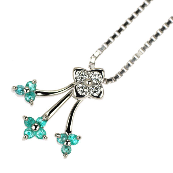 Pt900/ Pt850 パライバトルマリン ダイヤモンド ペンダントネックレス 0.12ct D0.08ct