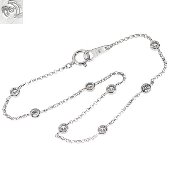 田崎真珠 K18WG/ Pt850 ダイヤモンド ステーション ブレスレット 0.36ct