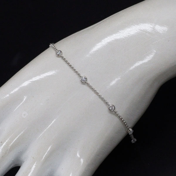 田崎真珠 K18WG/ Pt850 ダイヤモンド ステーション ブレスレット 0.36ct