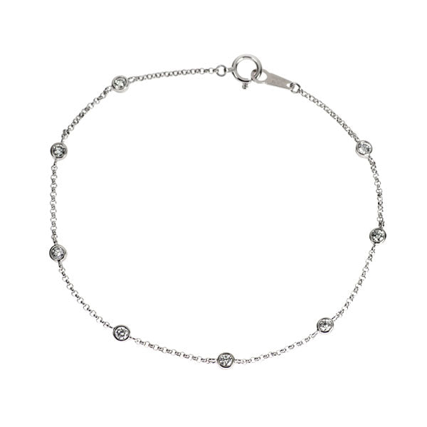 田崎真珠 K18WG/ Pt850 ダイヤモンド ステーション ブレスレット 0.36ct