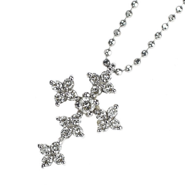 ヴァンドーム青山 K18WG ダイヤモンド ペンダントネックレス 0.22ct クロス