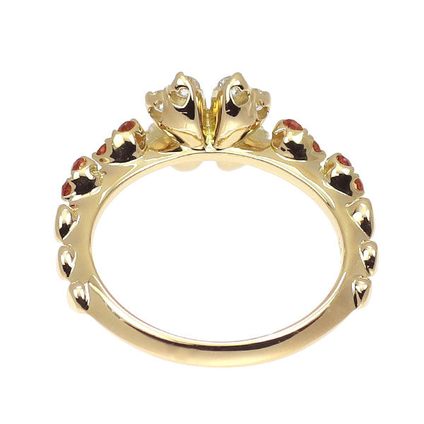 K18YG ダイヤモンド オレンジサファイア リング 0.33ct S0.20ct クローバー